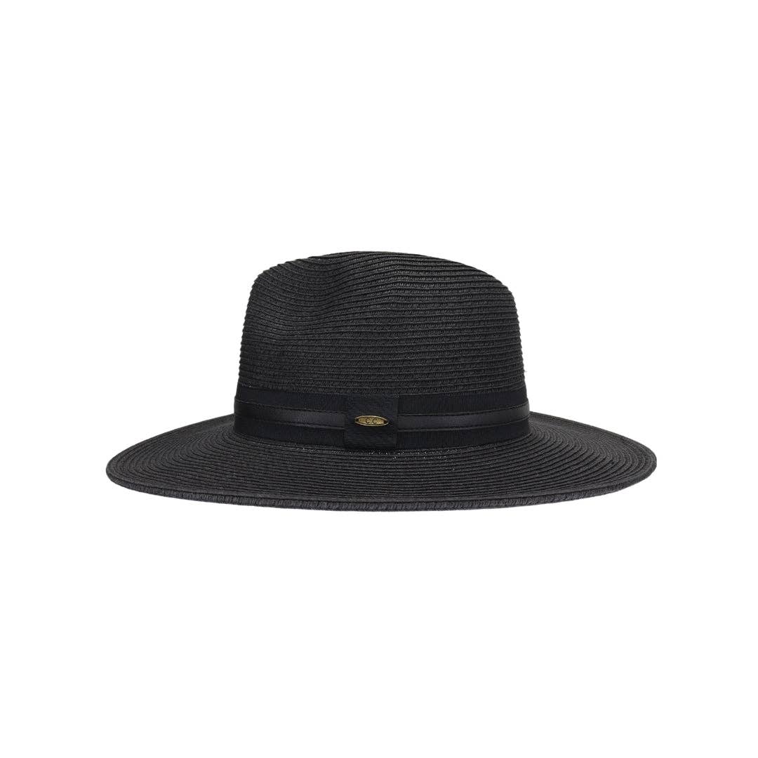 Ribbon and Leather Band C.C Panama Hat PNH0041: White