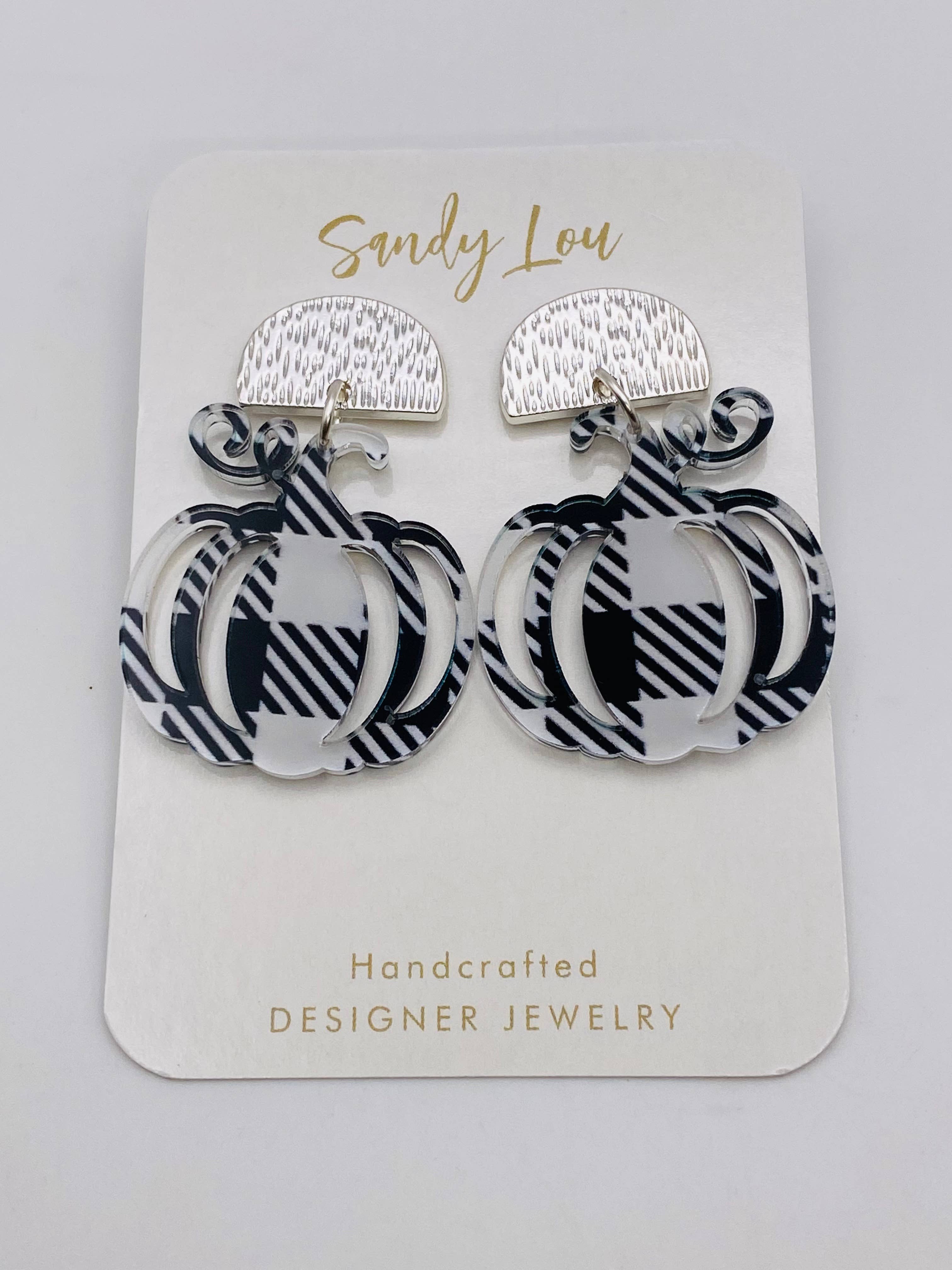 Buffalo Plaid Pumpkin Earrings Fall