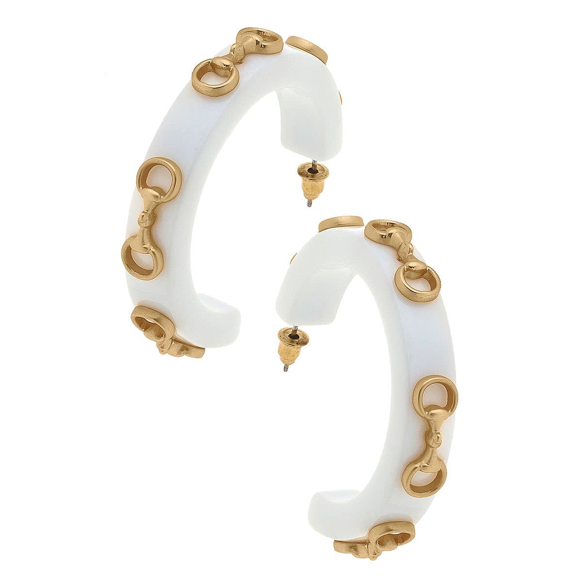 Sutton Horsebit Resin Hoop Earrings: Navy