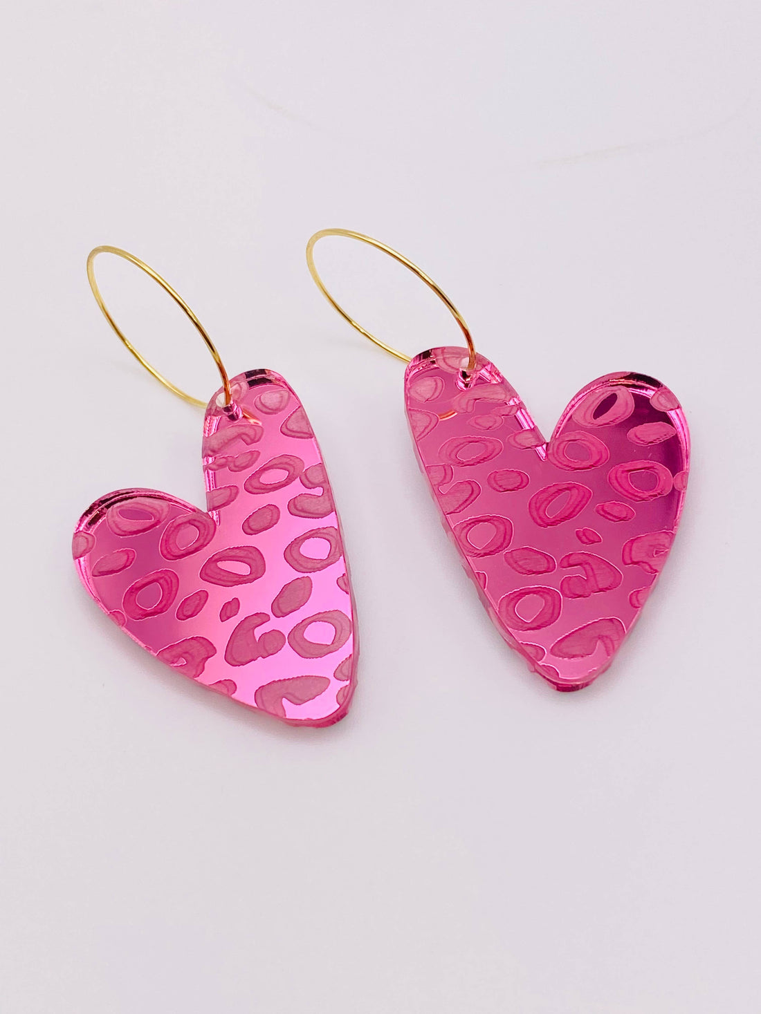 VALENTINE LEOPARD SWEET HEART HOOP PINK EARRINGS
