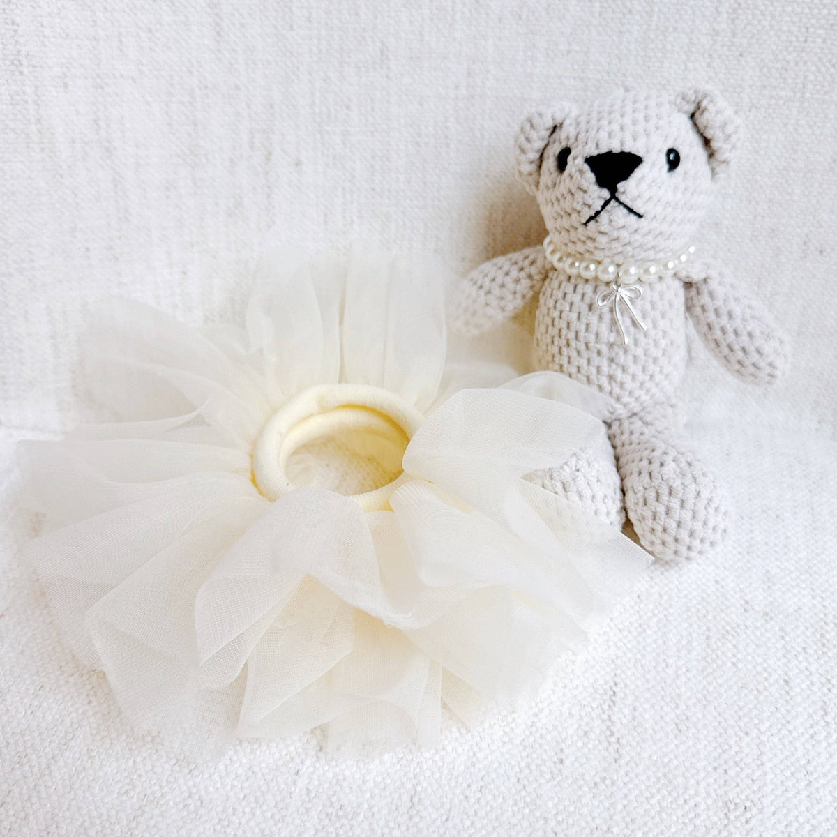 Tutu Scrunch Ballerina Bear Bag Charm: Cream Tutu