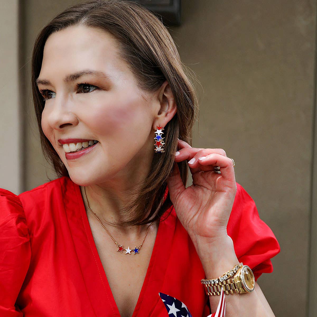 Star Spangled Enamel Hoop Earrings in Red, White & Blue