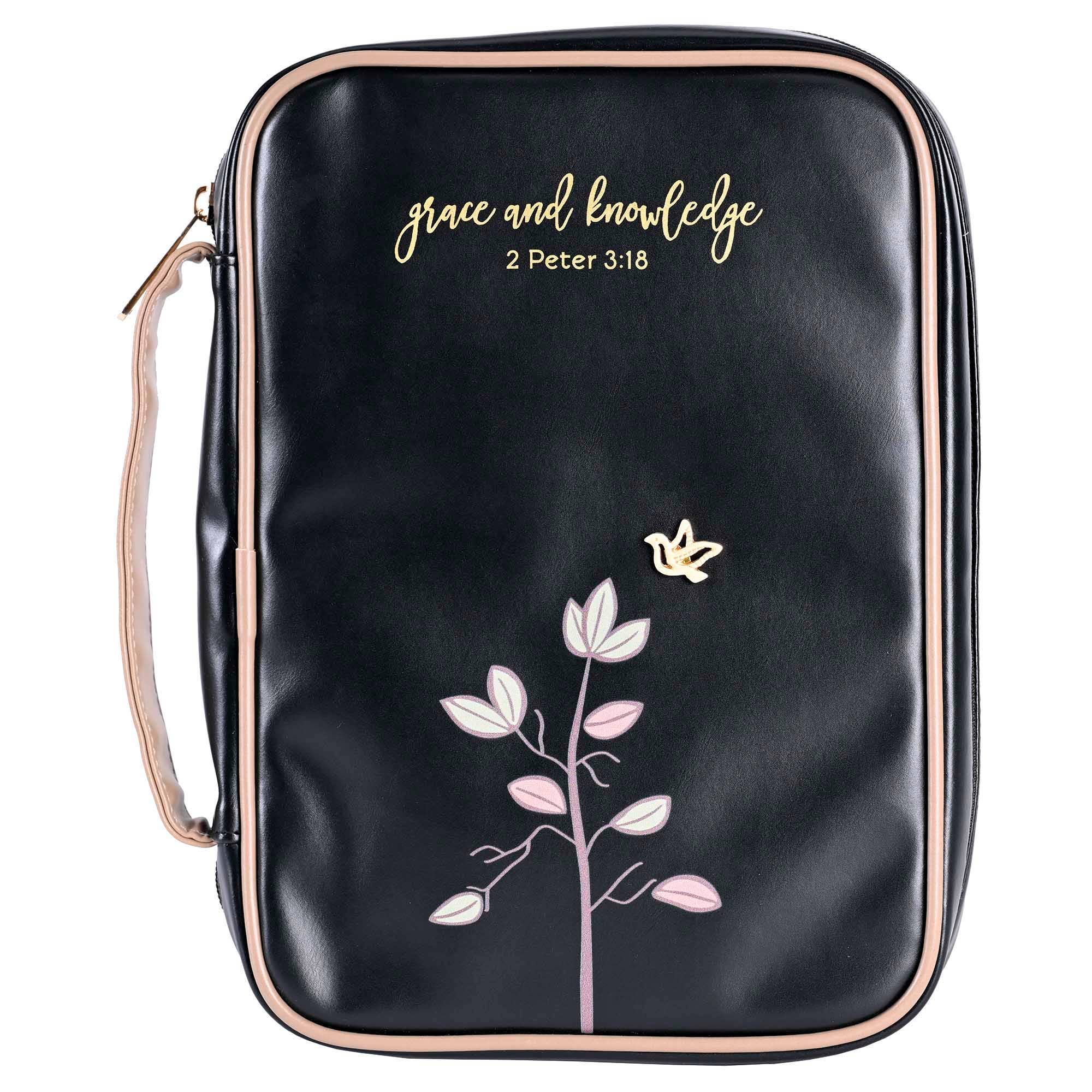 White Dove -Bible Cover Grace & Knowledge Black XL