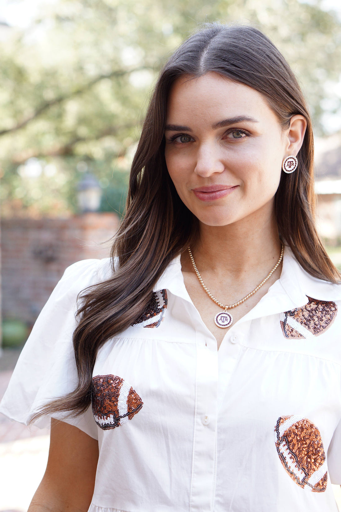 Texas A&M Aggies Pave Disc Stud Earrings in Maroon/White Licensed