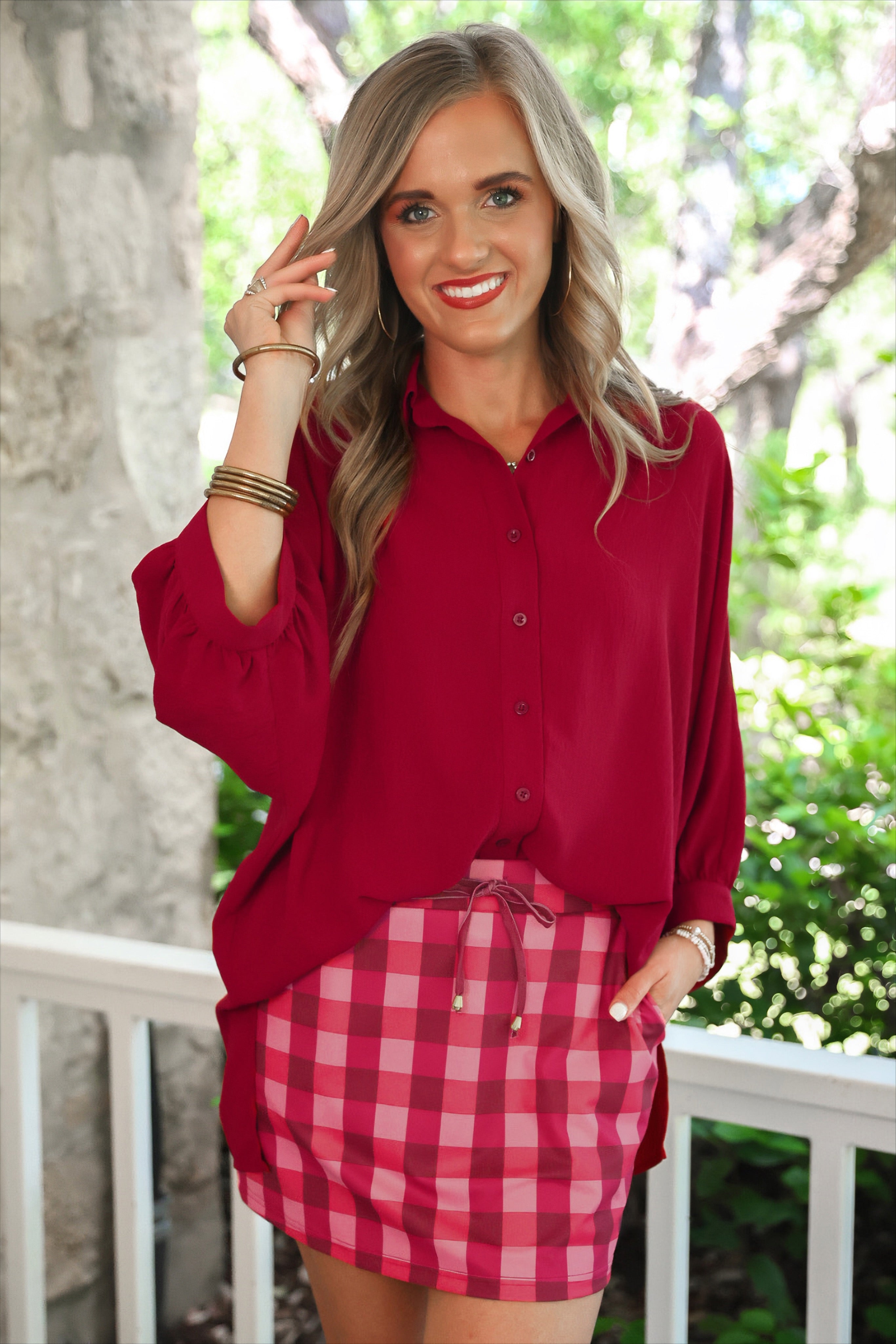 PREORDER- Cranberry Gingham Skort by Jess Lea
