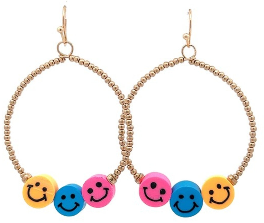 Multi Color Smiley Earrings
