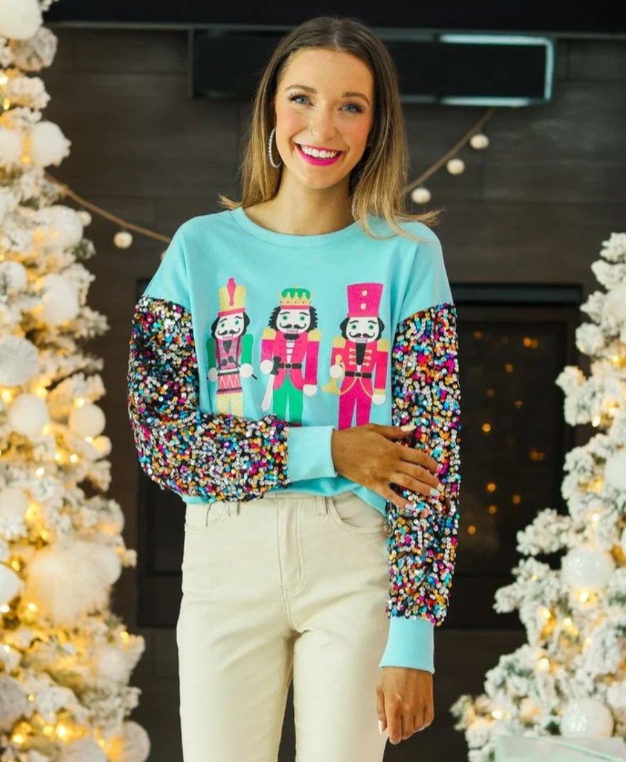 Blue Sequin Nutcracker Shirt