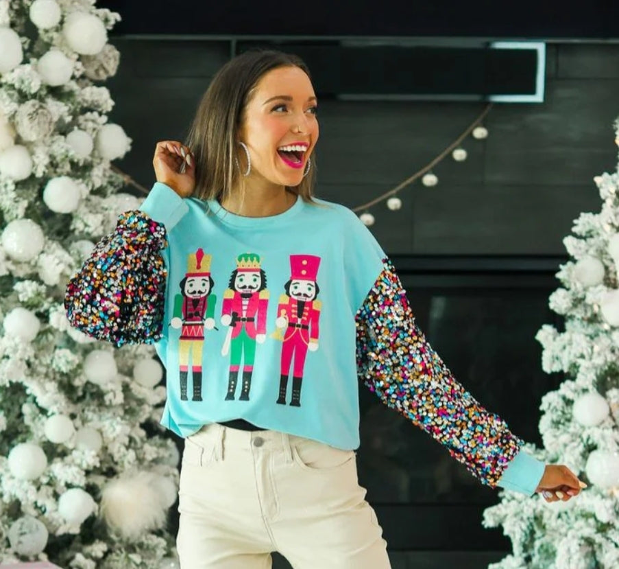 Blue Sequin Nutcracker Shirt