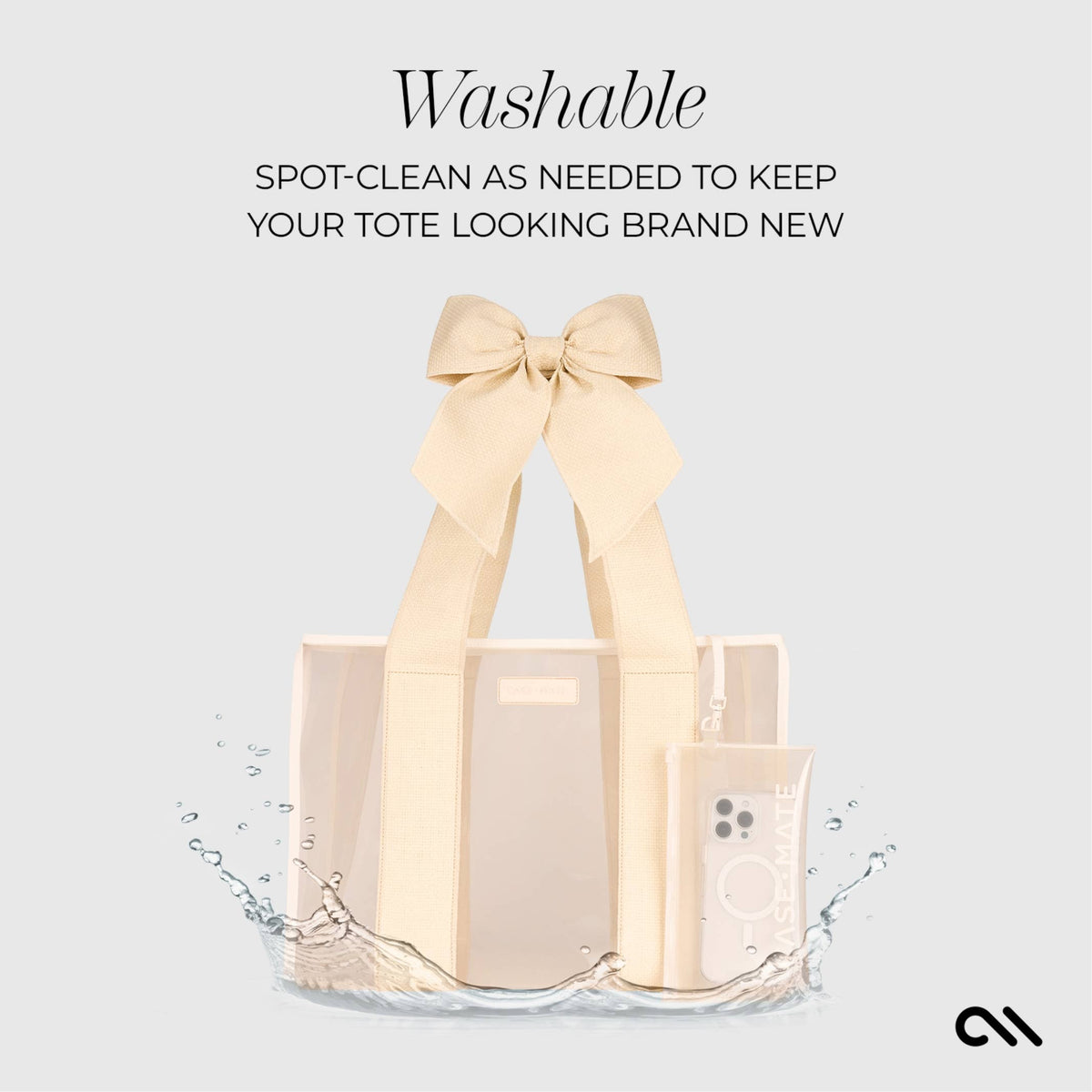 Case-Mate Ecru Raffia Bow Jelly Tote Bag