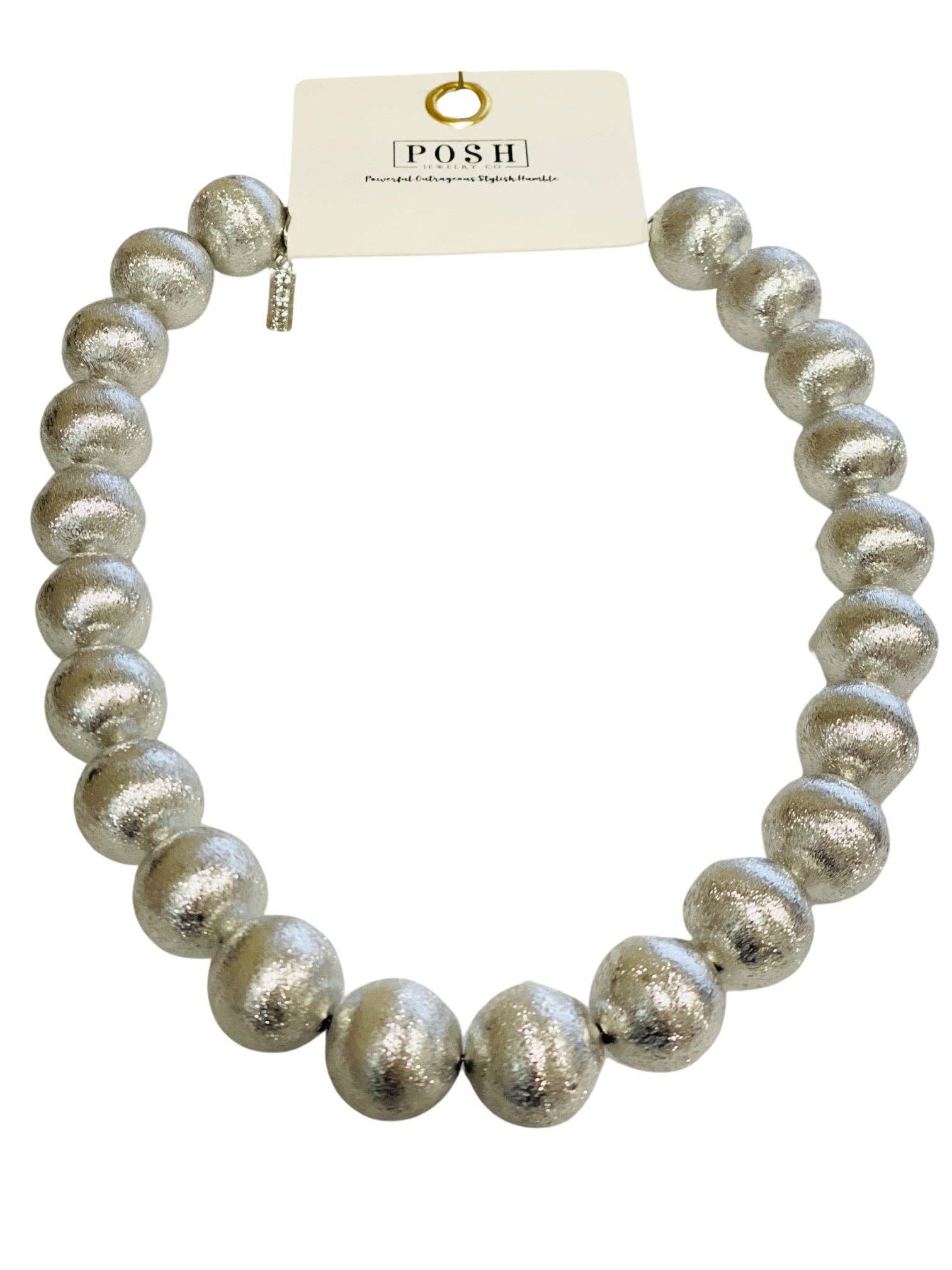 Large brushed bead necklace: Gold