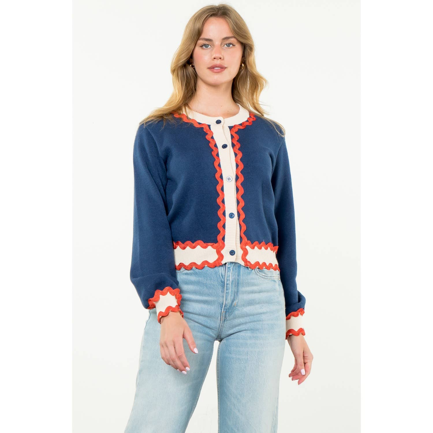 Button Up Knit Cardigan: CREAM / XS-S-M-L(1-2-2-1)