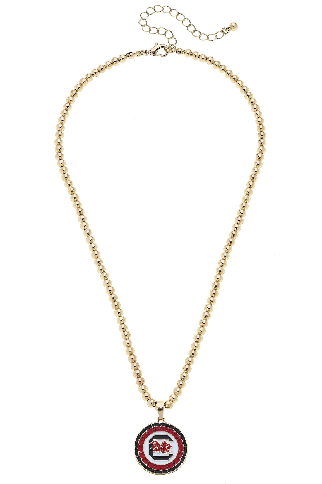 South Carolina Gamecocks Pave Disc Necklace in Shiny Gold NCAA Licensed