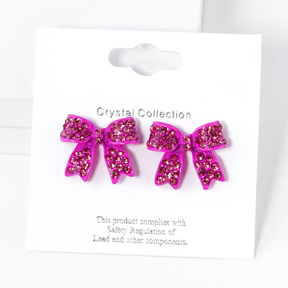 Crystal Rhinestone Pave Bow Stud Earrings
: Gold Clear