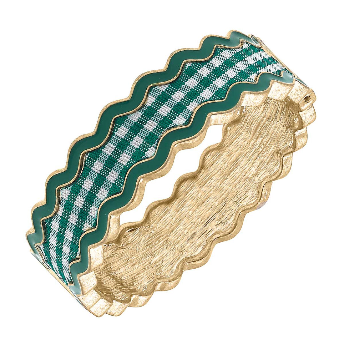 Annalise Gingham Statement Bangle: Green by Canvas Style