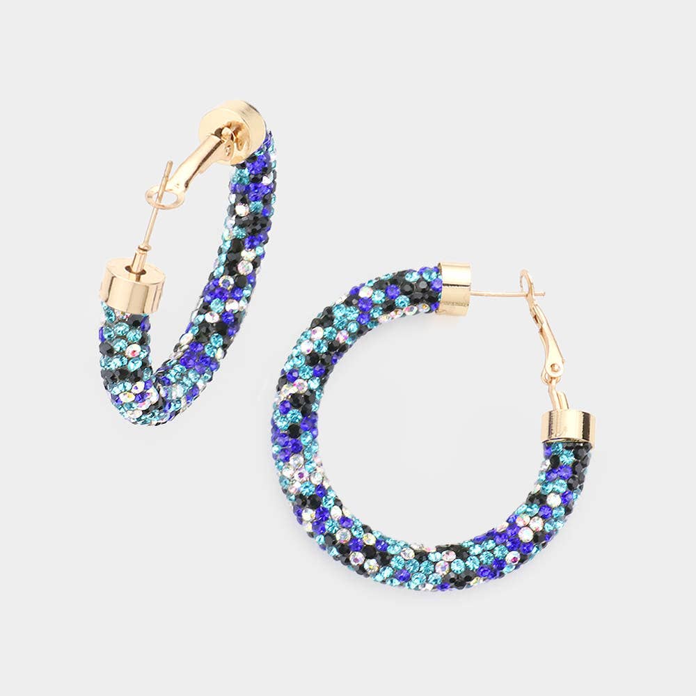 Rhinestone Pave Hoop Earrings
: Red Mt