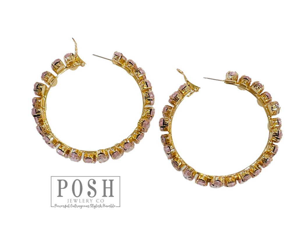 Marquise rhinestone hoop earring, Silver
