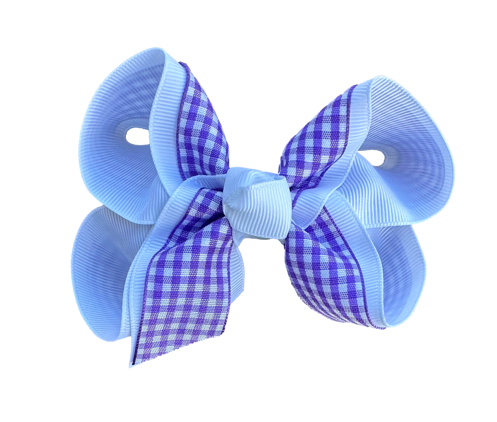 Purple Gingham Layered Bow : Alligator Clip / 5 inch