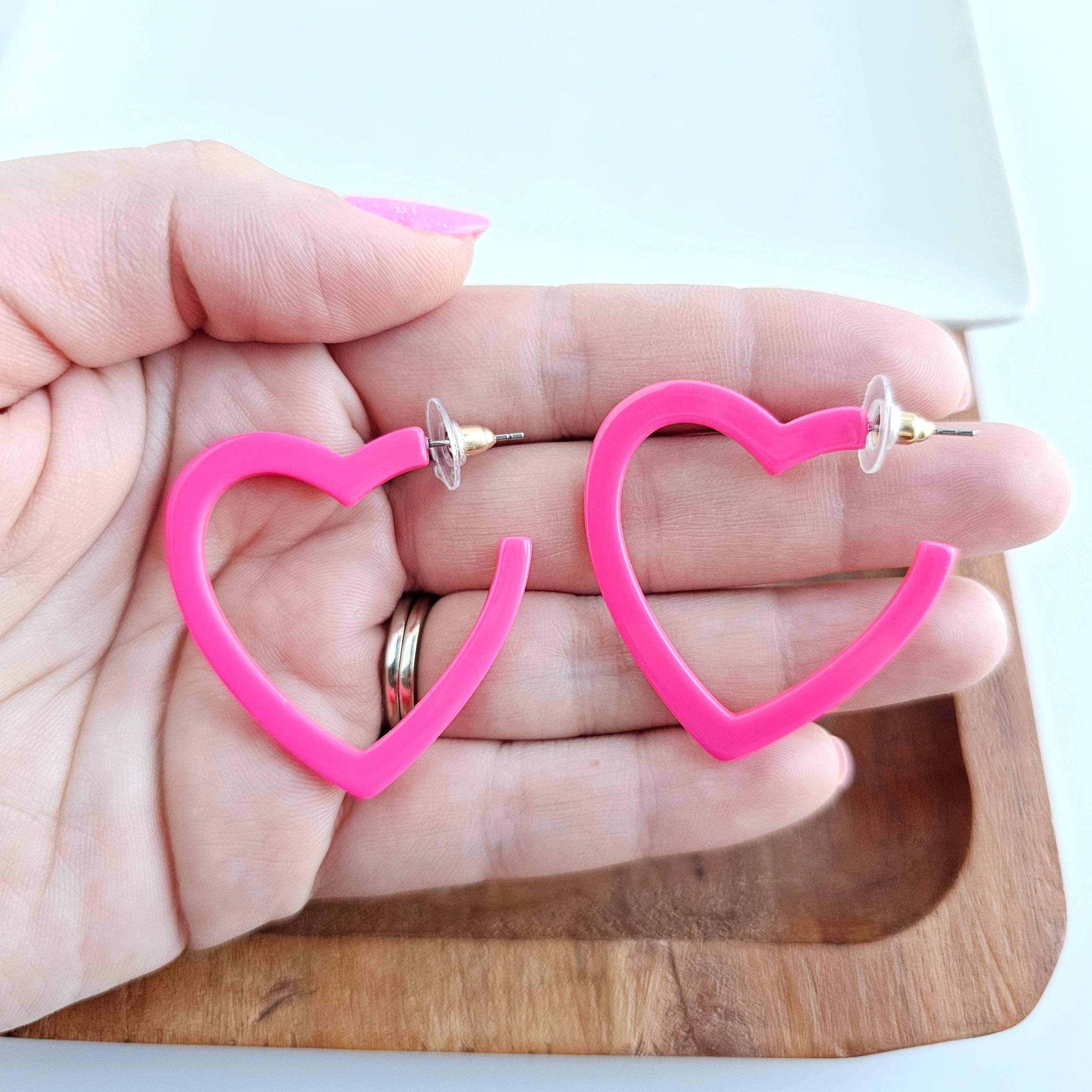 Heart Hoops - Ultra Pink // Jewelry, Earrings, Valentine&