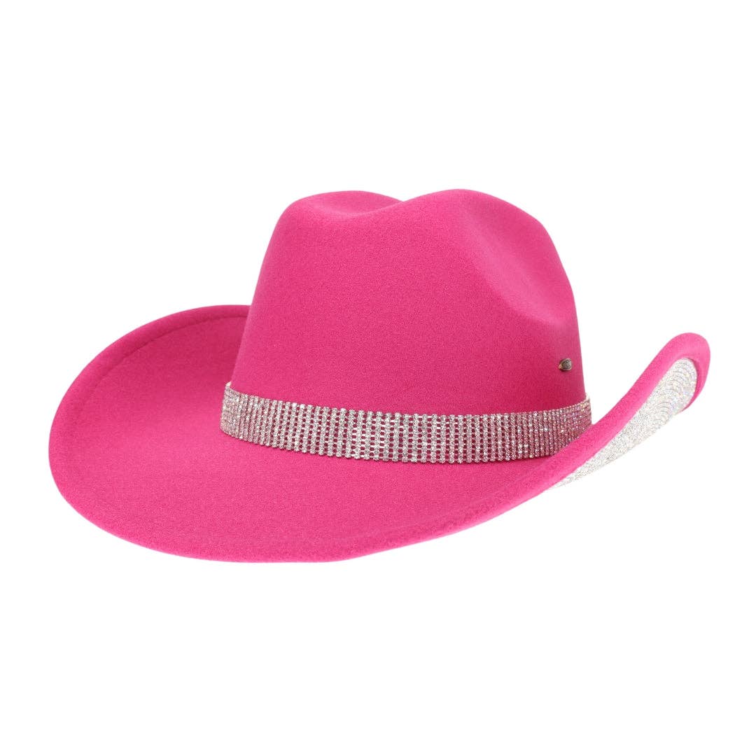 Tinseltown Rhinestone Cowboy Hat VCC0073: Hot Pink/Clear