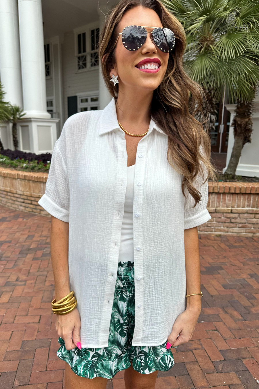 Sawyer Gauze Top, White: White by Jess Lea