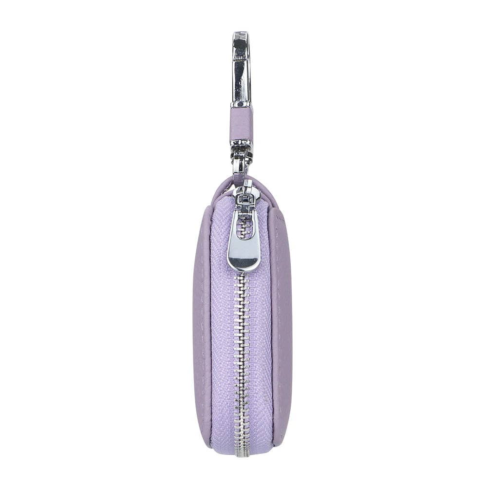 2901 Leather Earphone Pouch with Keychain: Light Grey