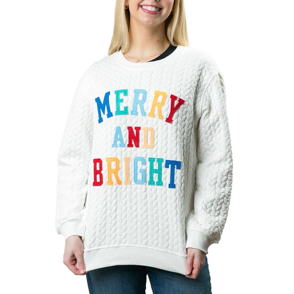 Merry and Bright Sweatshirt - Merry & Bright Varsity Letters / ML