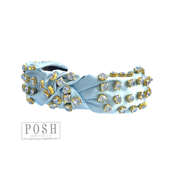 Rhinestone Top Knot Headband: Silver