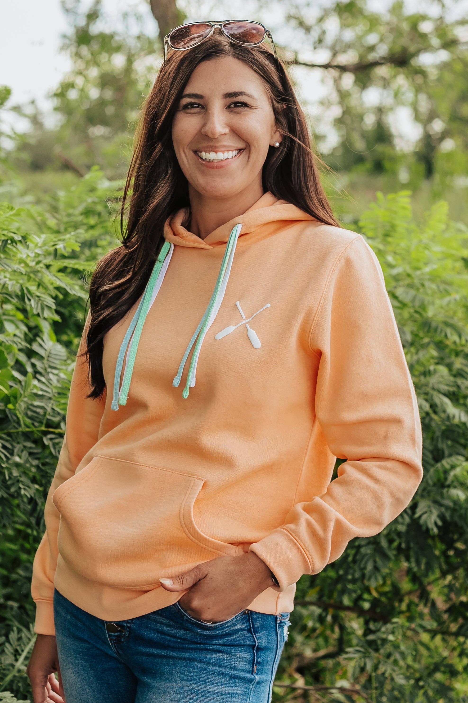 Multi Draw Cord Hoodie in Peach: L