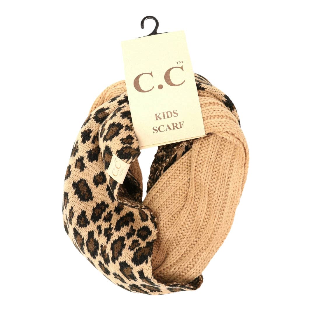KIDS Leopard Print CC Infinity Scarf KIDSSF80: Camel