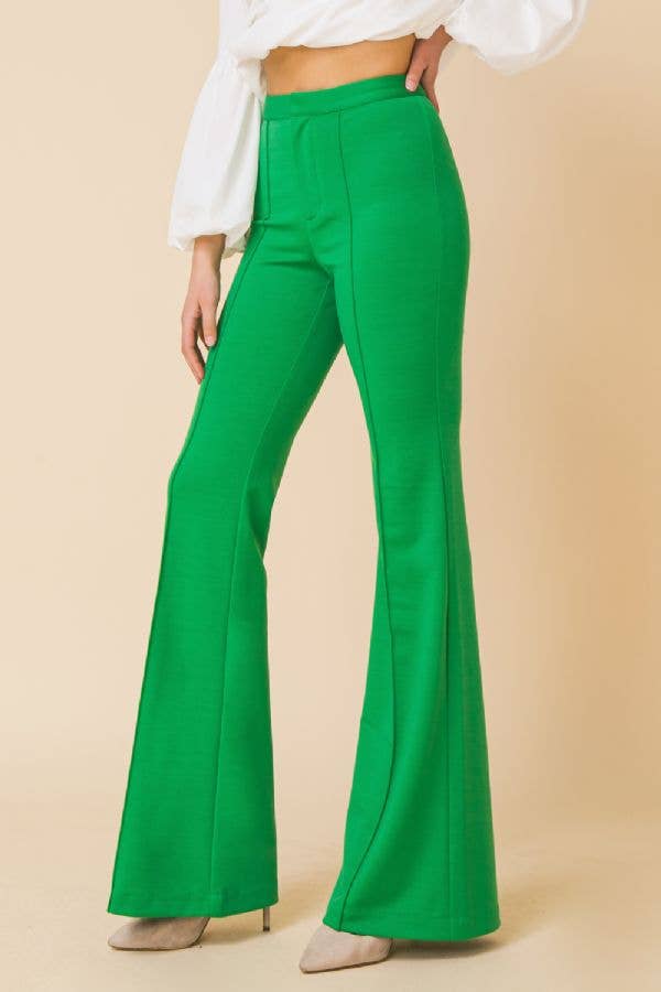 Hight-rise flare pants: GREEN by Flying Tomato