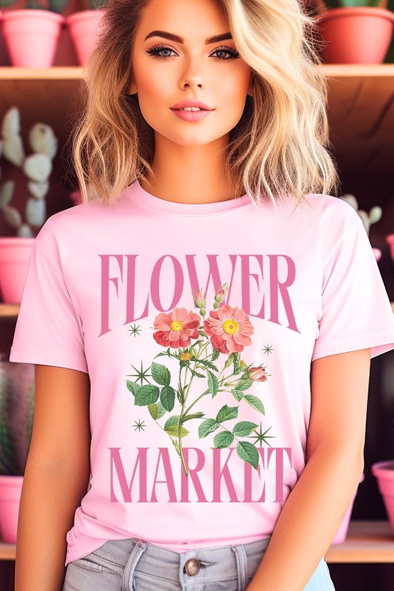 Flower Market Graphic Tee: PINK