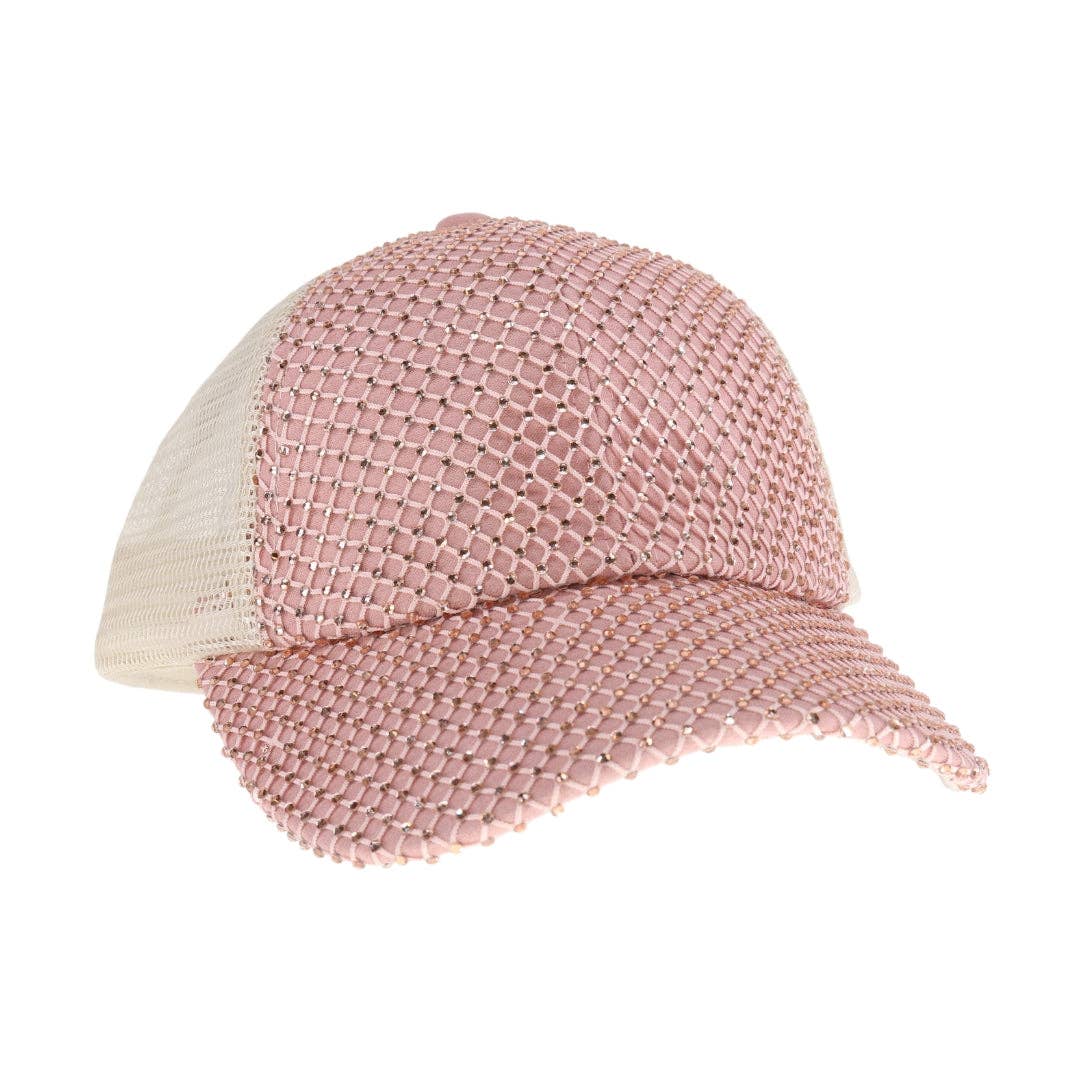 Rhinestone Adorned C.C Ball Cap BAB8040: Clear