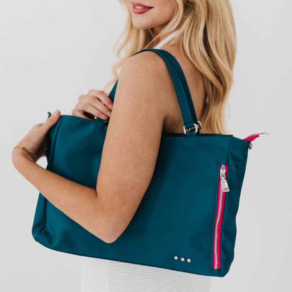 Nina Nylon Organizer Tote Bag: Navy