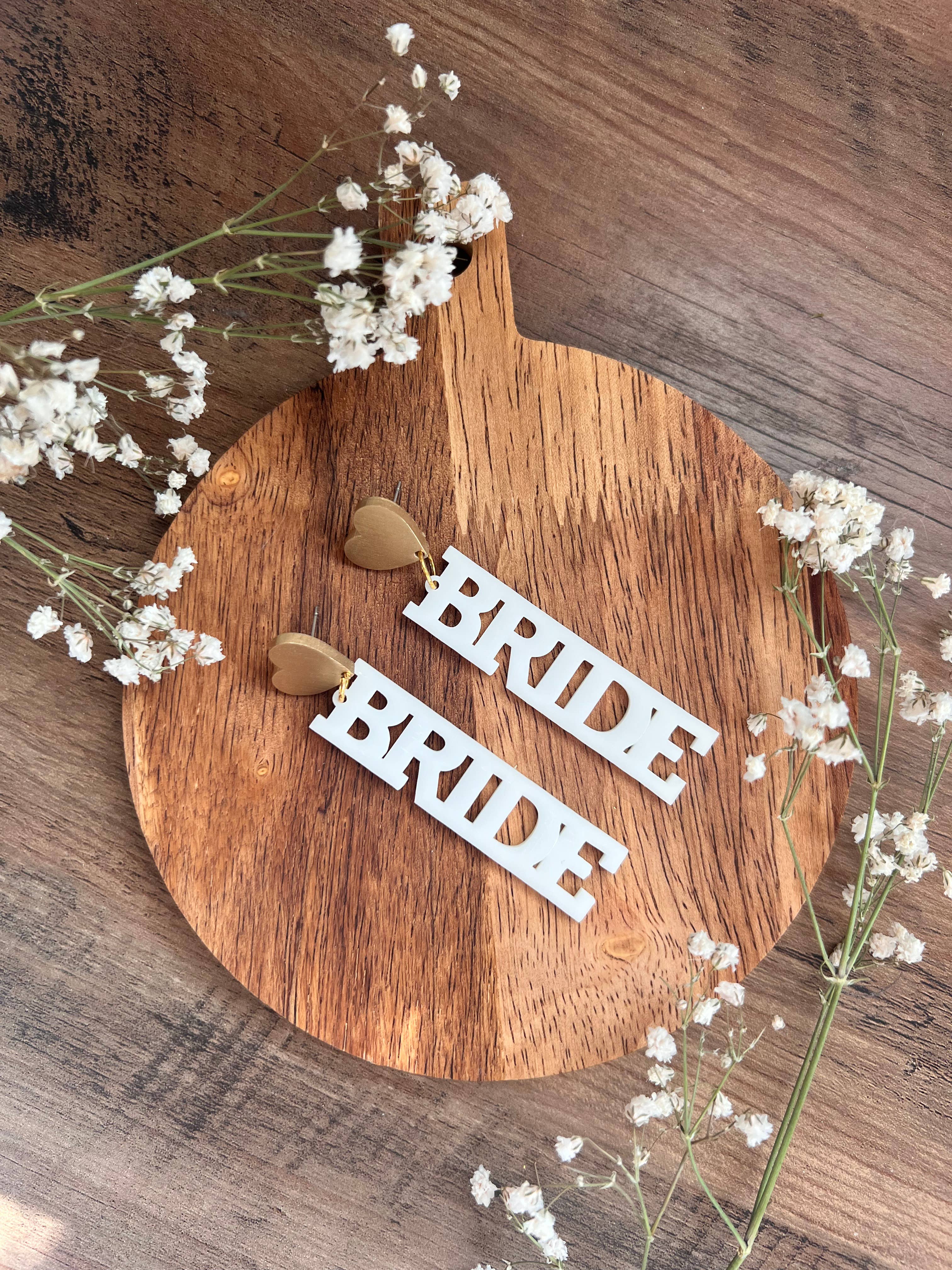 Bride Earrings, Bachelorette Earrings, Bridal Earrings: Gold