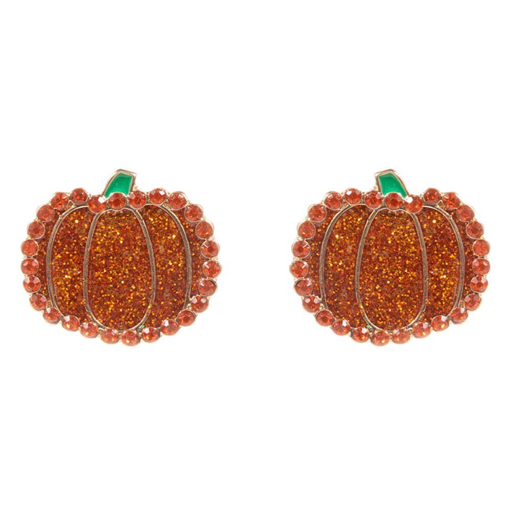 Glitter Pumpkin Stud Earrings