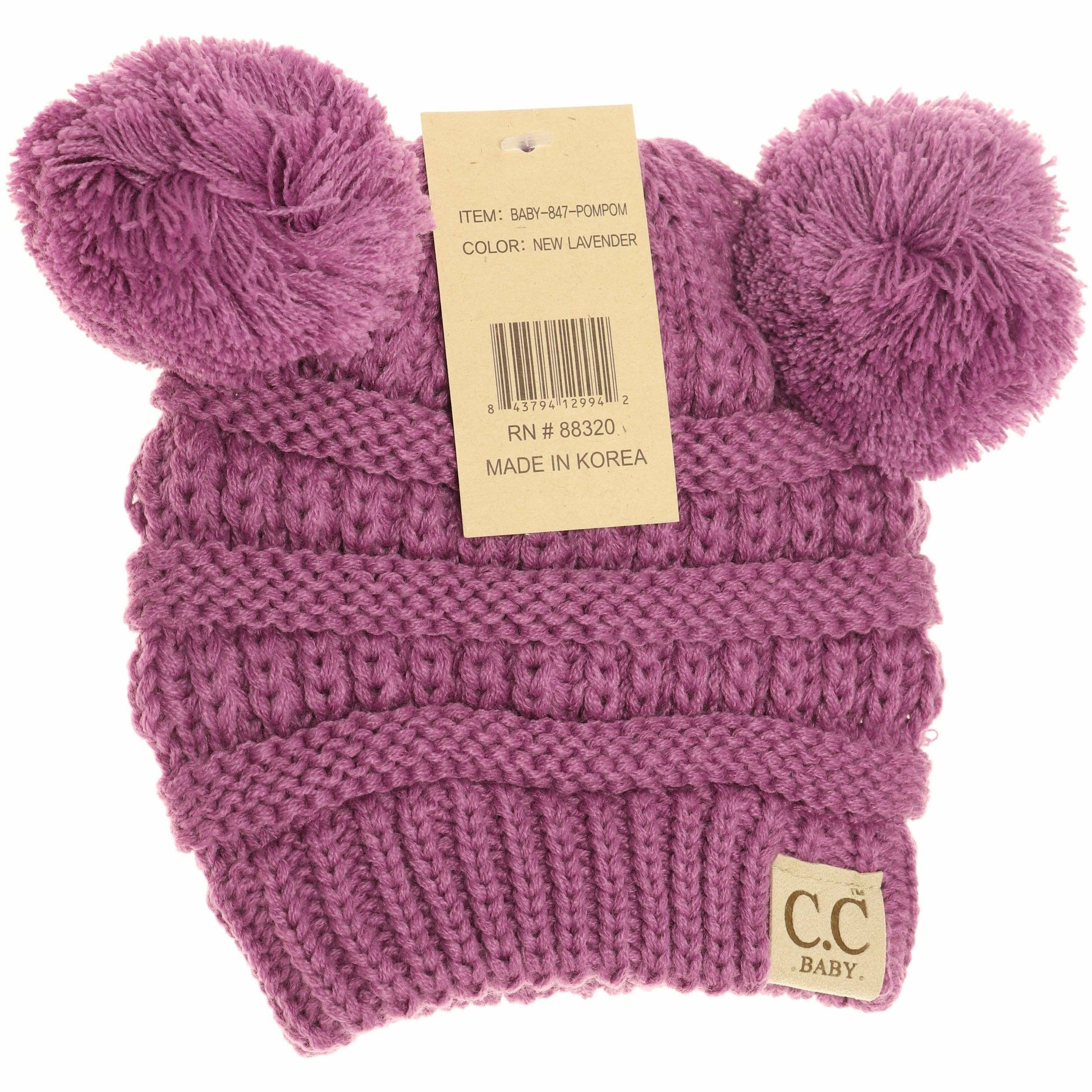 BABY Solid Double Pom CC Beanie BABY23POMPOM: Pale Blue
