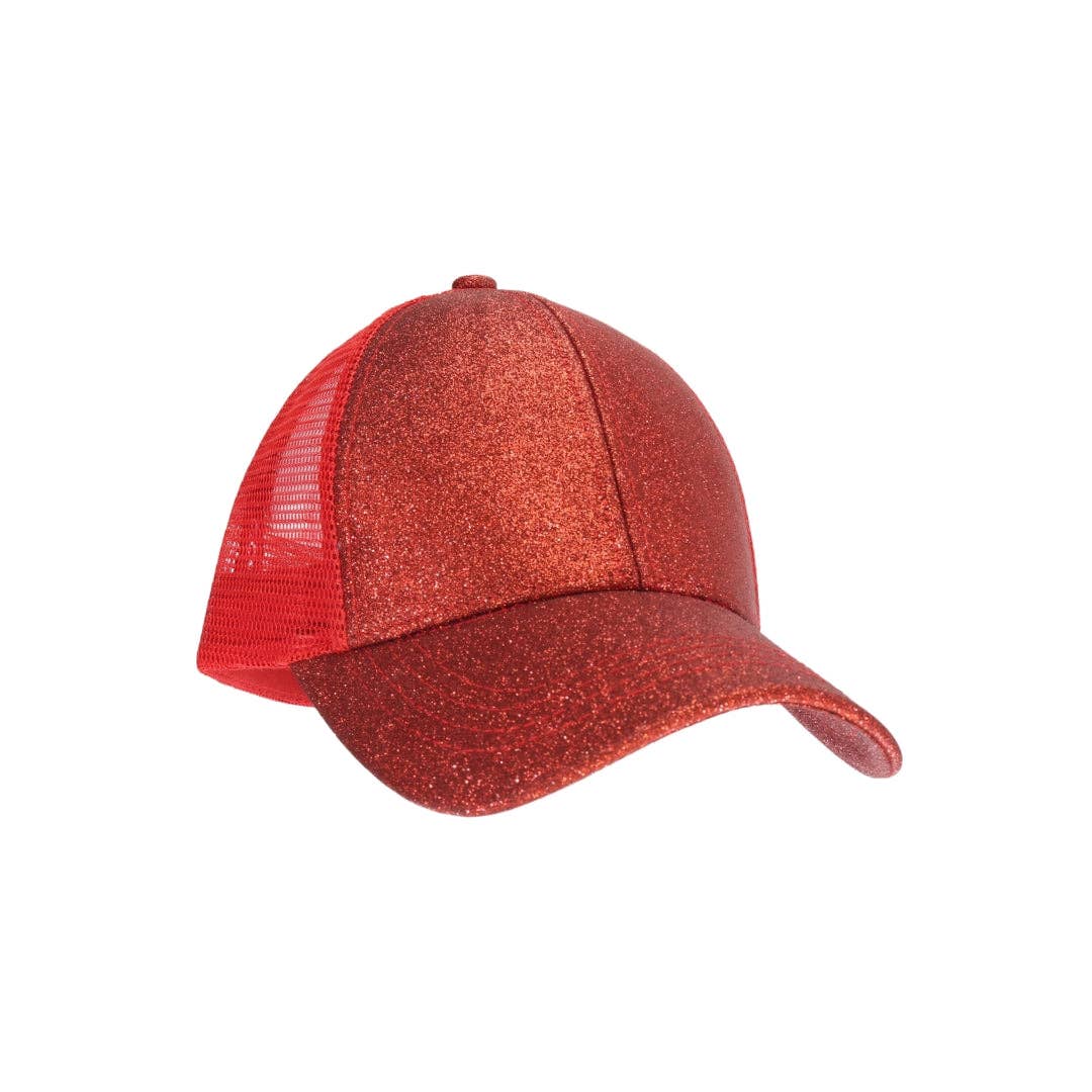 Glitter High Pony Criss Cross C.C Ball Cap BTB8063: Rose Gold