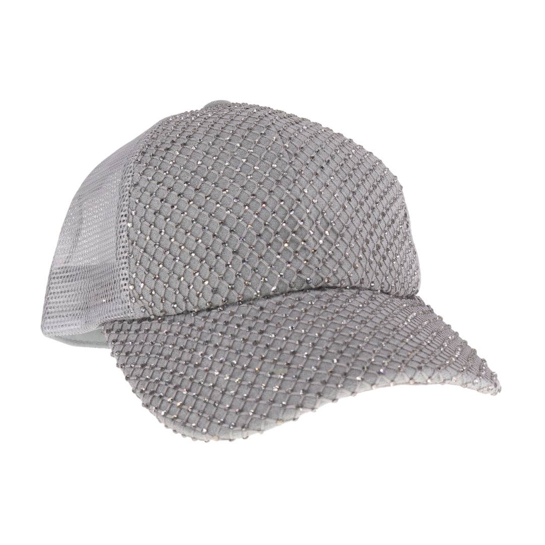 Rhinestone Adorned C.C Ball Cap BAB8040: Clear