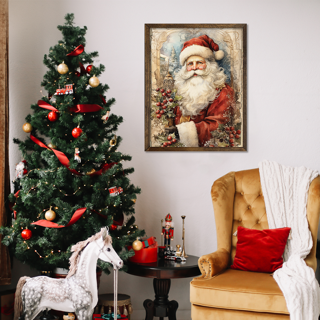TIMBERLAND FRAME VINTAGE SANTA: 12"x15"