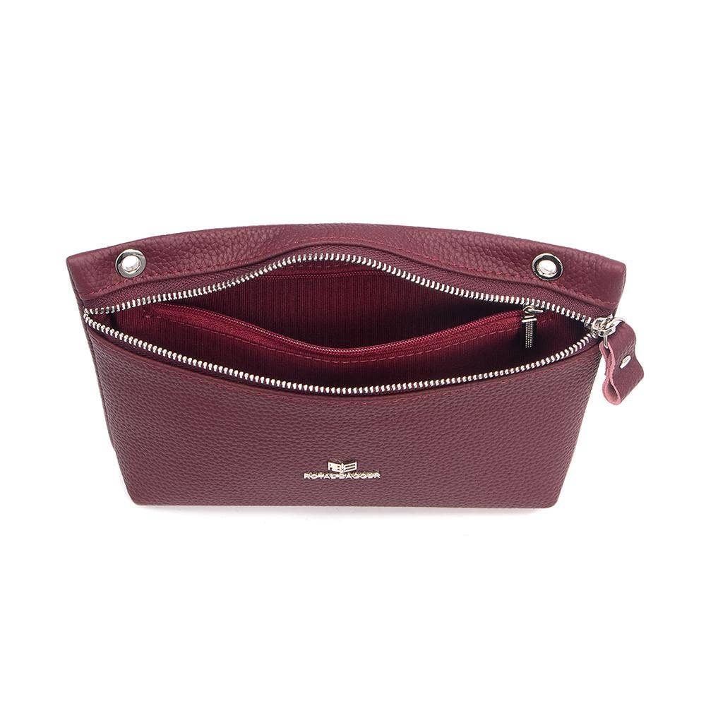 Genuine Leather RFID Crossbody Wallet: WineRed