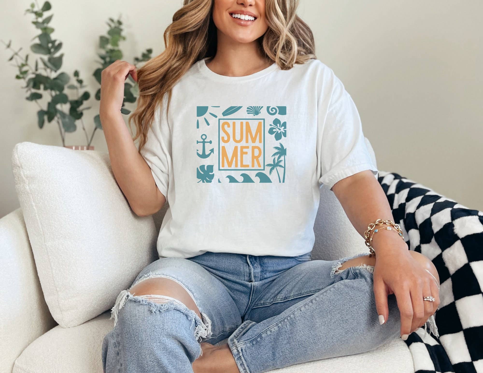 Summer White Tshirt: S