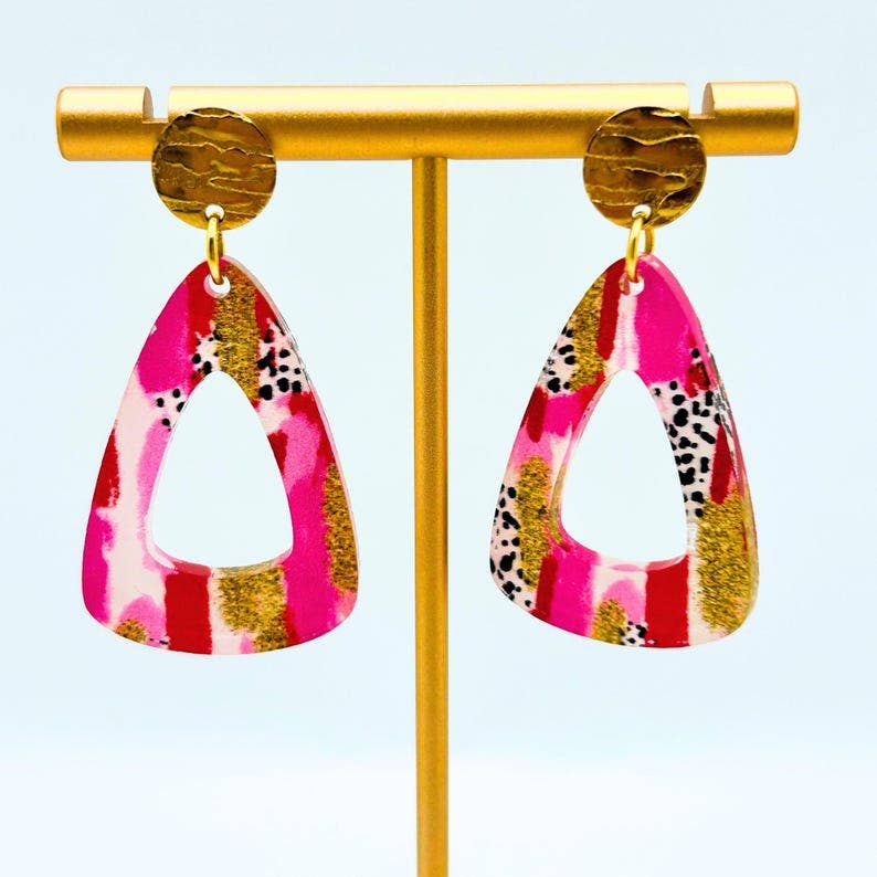 Miami Inspired Pink & Gold Acrylic Earrings