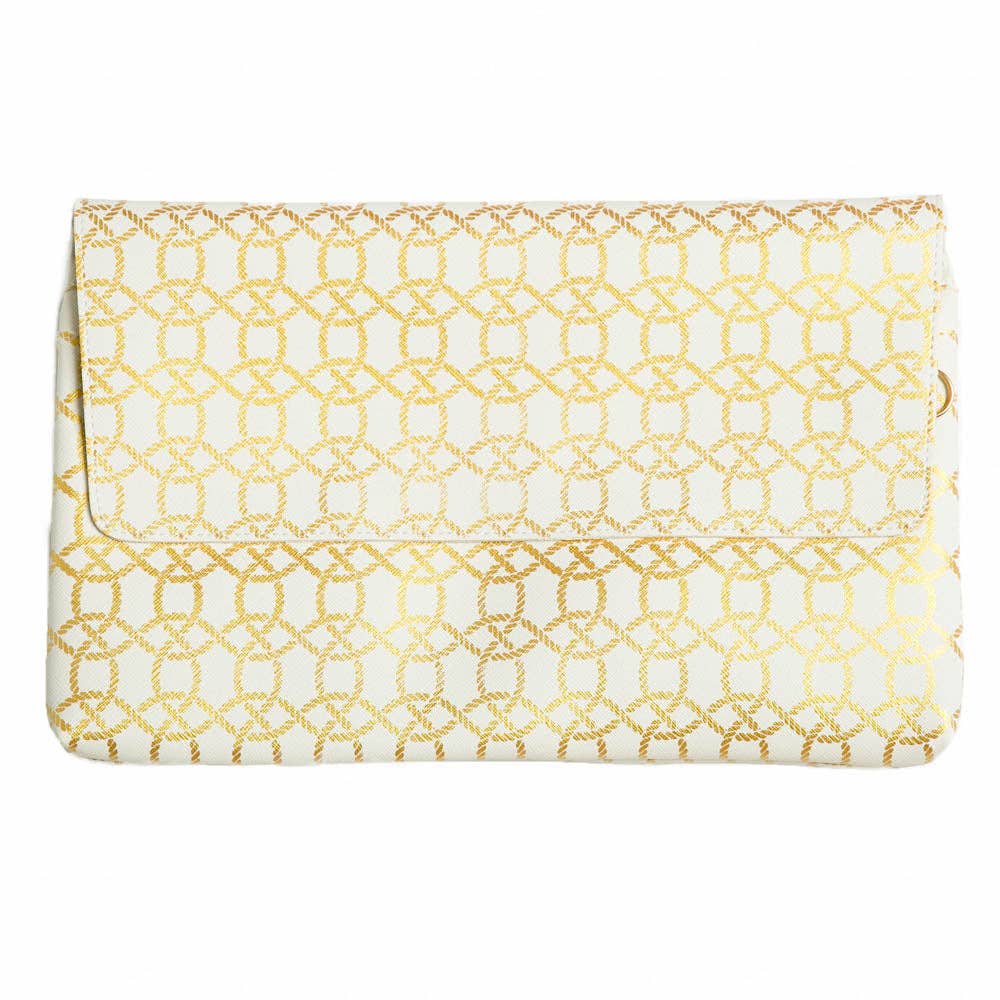 Catherine Clutch Gold Greek Key by TOP IT OFF