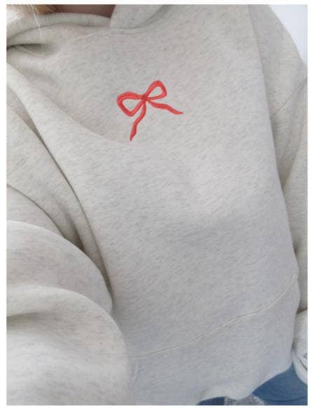 Bow Pattern Floral Hooded Sweatshirt: Pink / S