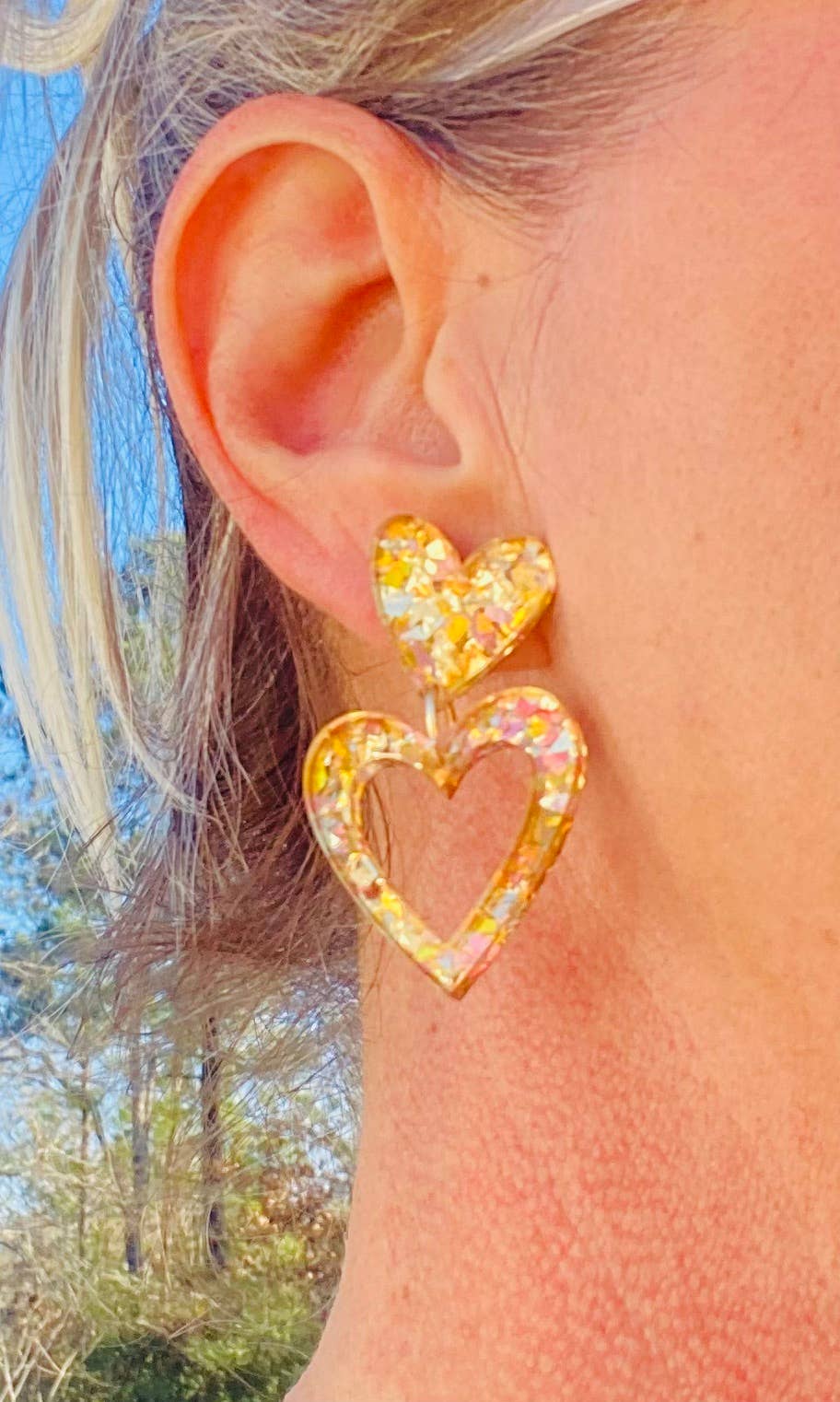 HEART BREAKER MULTICOLORED GLITTER VALENTINE EARRINGS