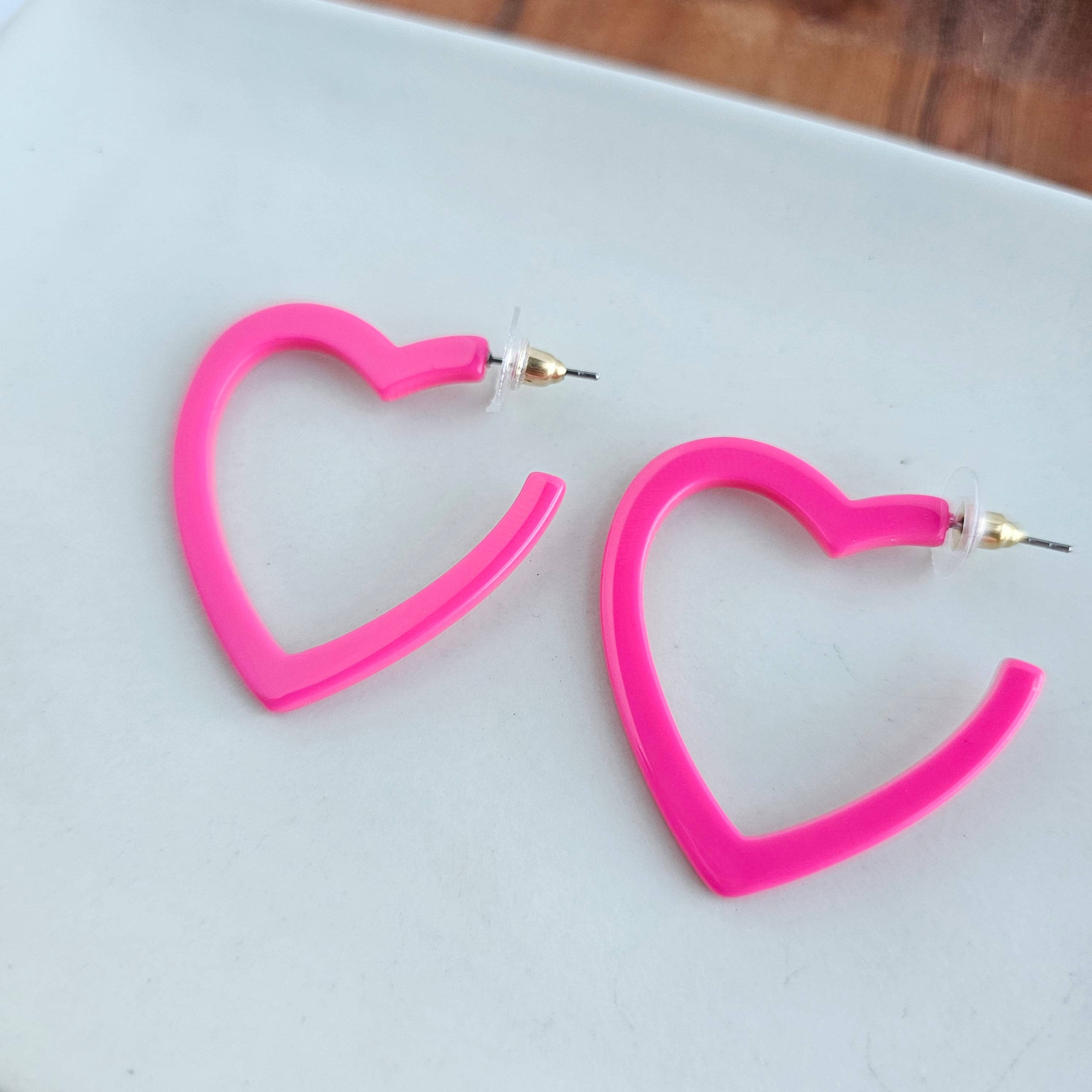 Heart Hoops - Ultra Pink // Jewelry, Earrings, Valentine&