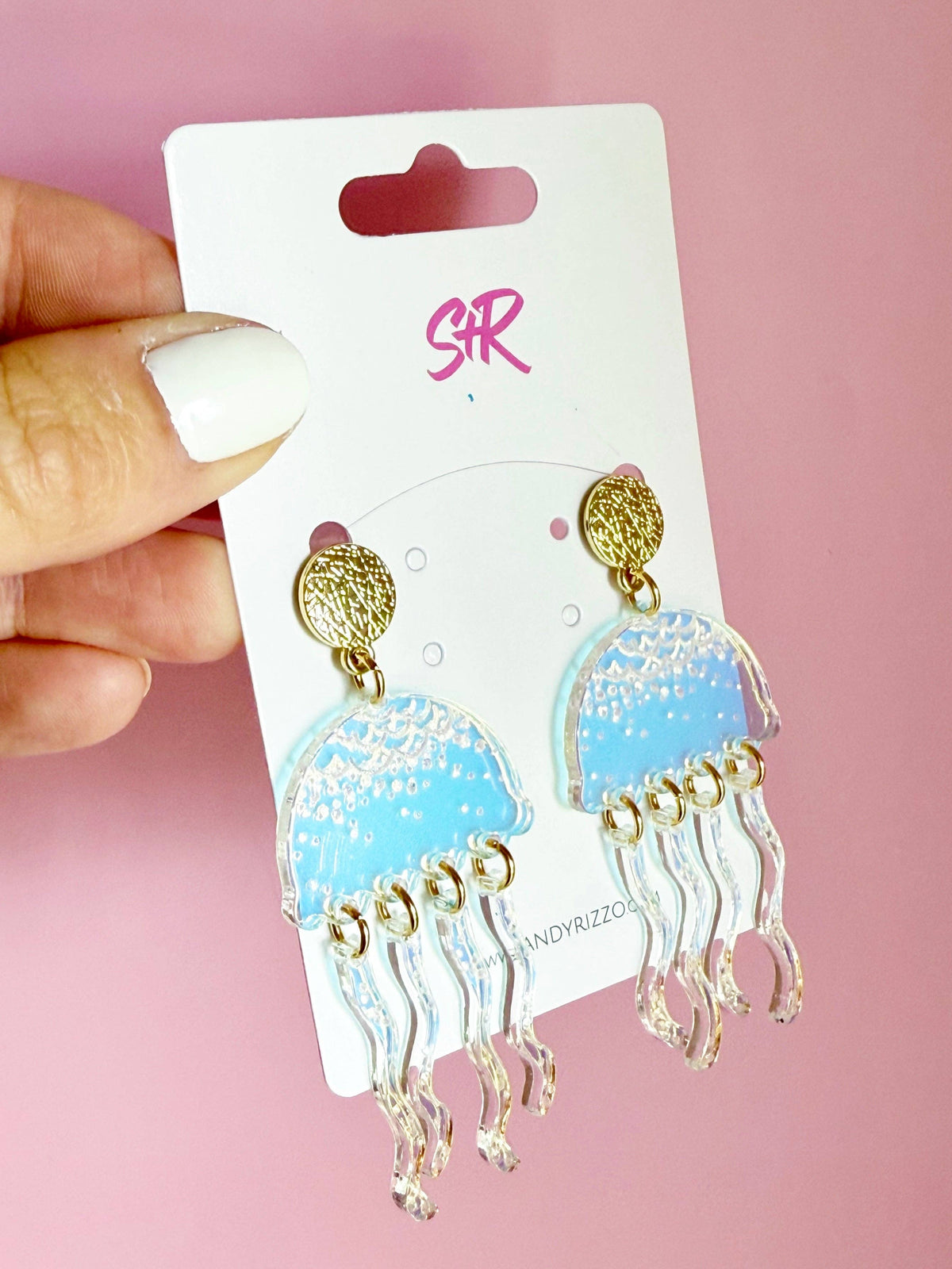 Iridescent Acrylic Jellyfish Dangle Earring