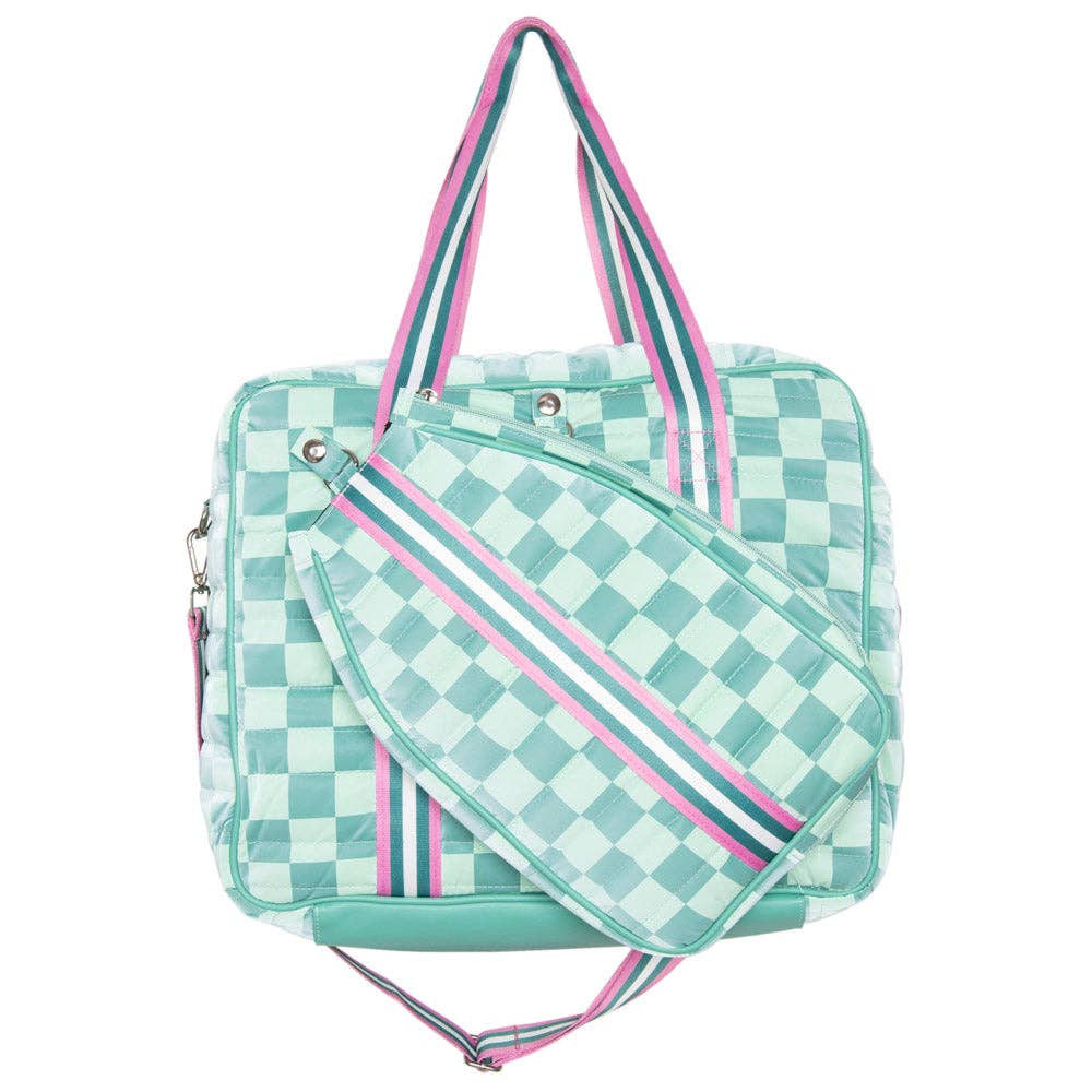 Teal Checkerprint Pickleball Duffle Bag: Teal