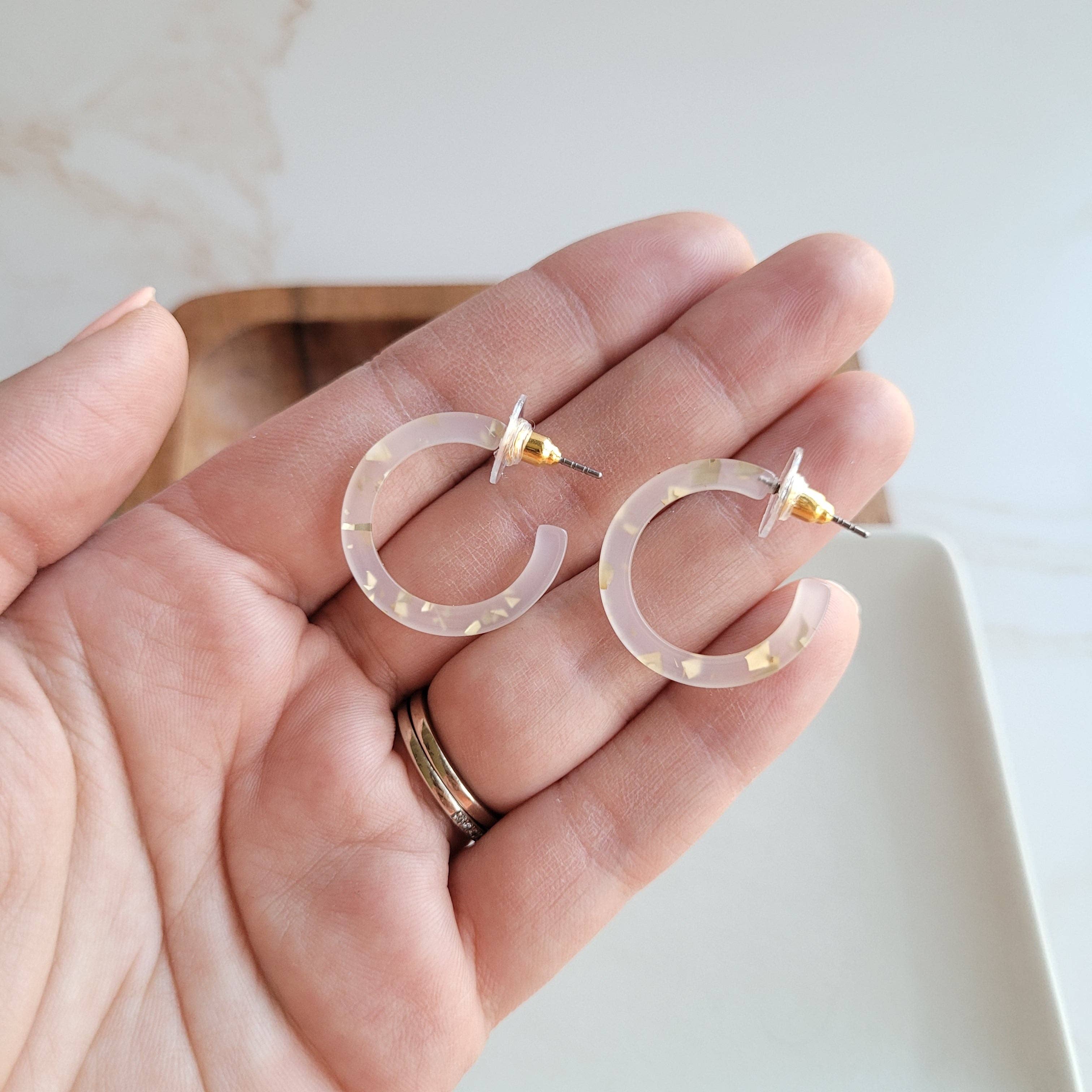 Cam Mini Hoops - Gold Flake // Earrings, Gift