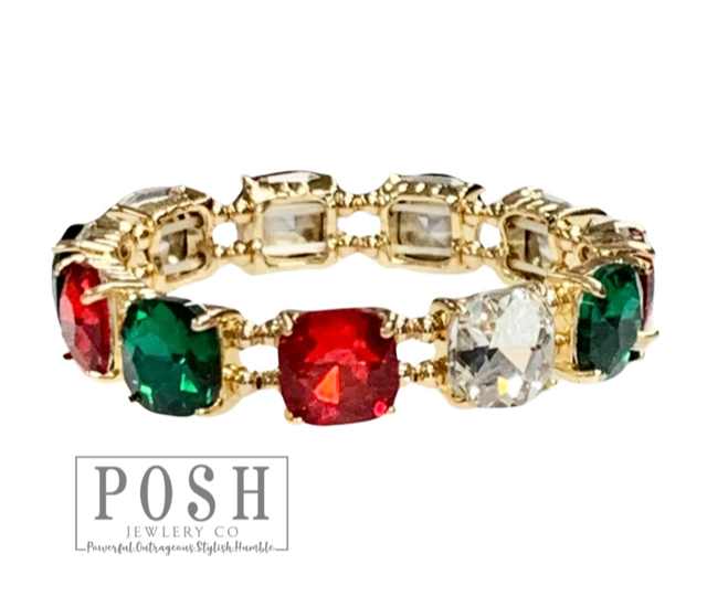Square rhinestone bracelet: Red
